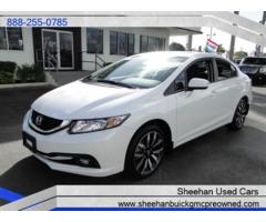 2014 Honda Civic EX-L 1 Owner Cool White Sporty Sedan w/Lthr & Roof